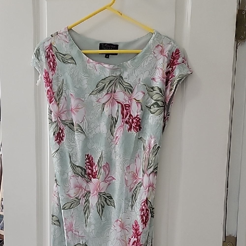 Floral Midi Dress in Pink and Green
